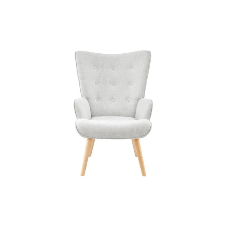 Henry High Back Armchair Accent Relaxing Lounge Chair Light Grey