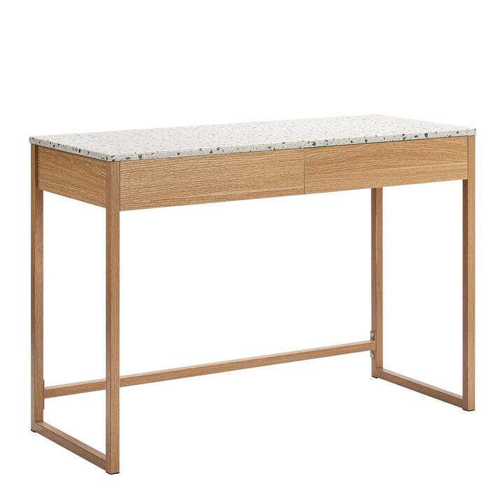 Design Square Gloria Hallway Console Hall Table Terrazzo Effect Top 2-Drawers Oak