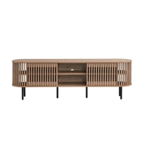 Design Square Izar Lowline Wooden TV Stand Entertainment Unit 180cm 2-Doors Slat Oak