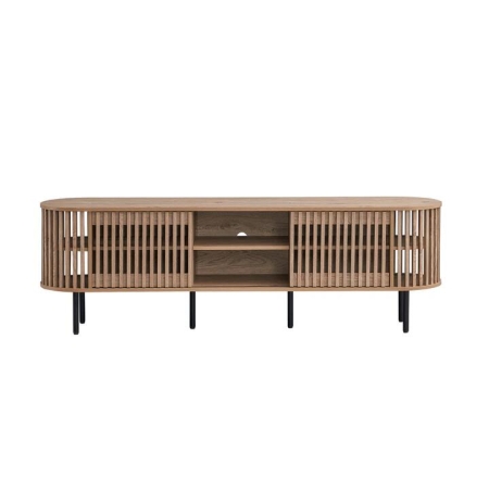 Design Square Izar Lowline Wooden TV Stand Entertainment Unit 180cm 2-Doors Slat Oak
