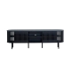 Design Square Izar Lowline Wooden TV Stand Entertainment Unit 180cm 2-Doors Slat Black