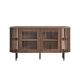 Design Square Izar Wooden Sideboard Buffet Unit Storage Cabinet 2-Doors Slat Walnut