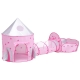 Kids Playhouse Play Tent Pop Up Castle Crawl Tunnel Basketball Hoop Pink