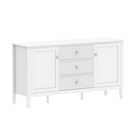 Issey Modern Wooden Fluted Sideboard Buffet Unit Storage Cabient 3-Drawer 2-Door White