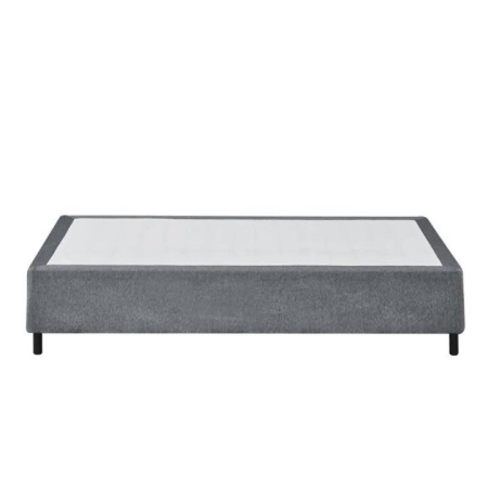 Design Square Knitted Fabric Bed Frame Bed Base Single Size Solid Wood Legs Grey