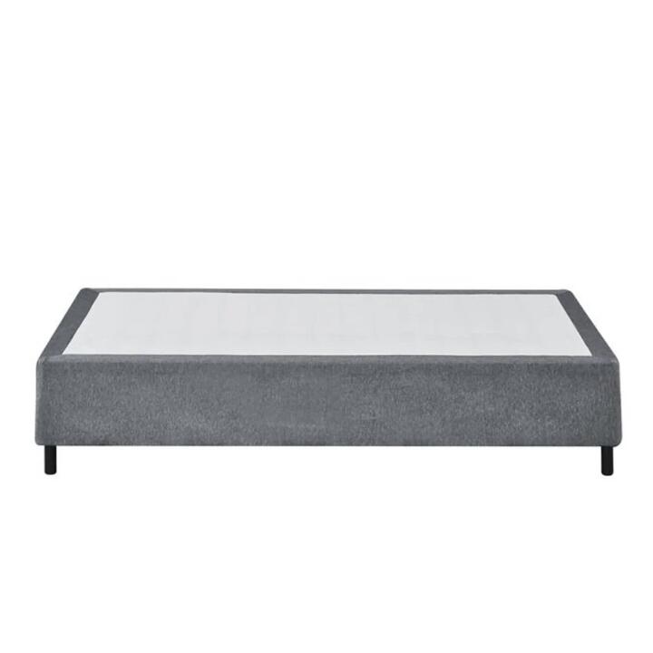Design Square Knitted Fabric Bed Frame Bed Base Single Size Solid Wood Legs Grey