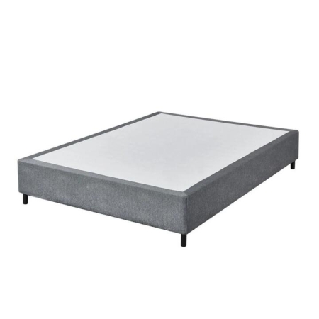 Design Square Knitted Fabric Bed Frame Bed Base Double Size Solid Wood Legs Grey
