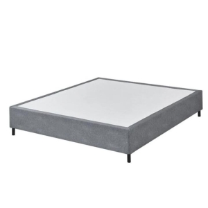 Design Square Knitted Fabric Bed Frame Bed Base King Size Solid Wood Legs Grey