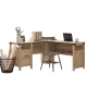 Design Square Gram Wooden L-Shaped Home Office Computer Working Desk Orchard Oak