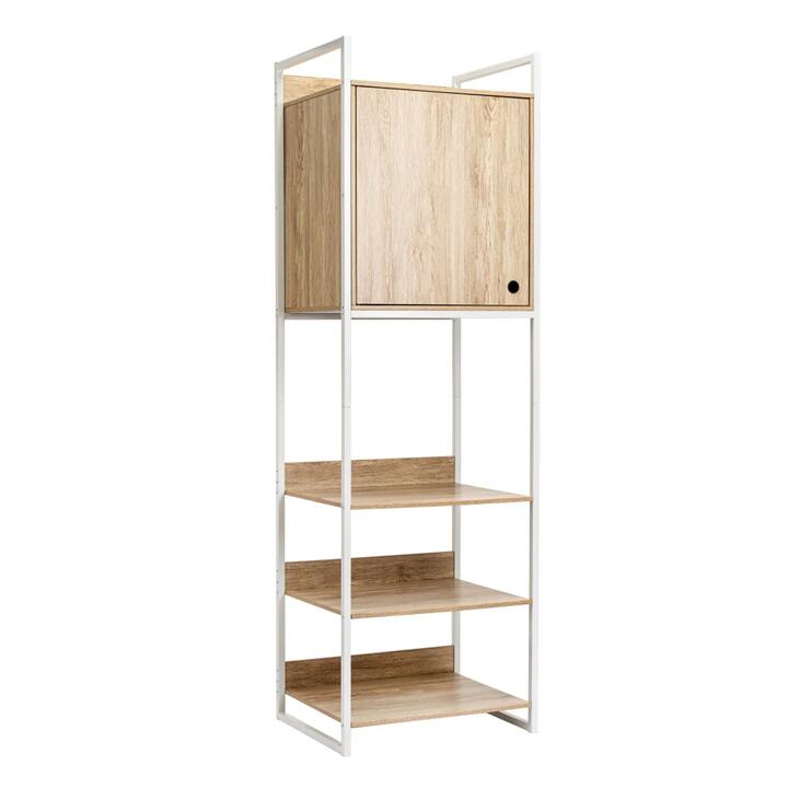 Design Square Jesse Tall Display 3-Shelves Cupboard Storage Cabinet 1-Door Natural/White