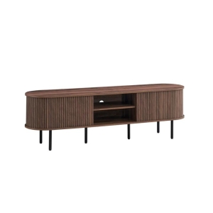 Design Square Jain Wooden Lowline Entertainment Unit TV Stand W/ 2-Doors Walnut