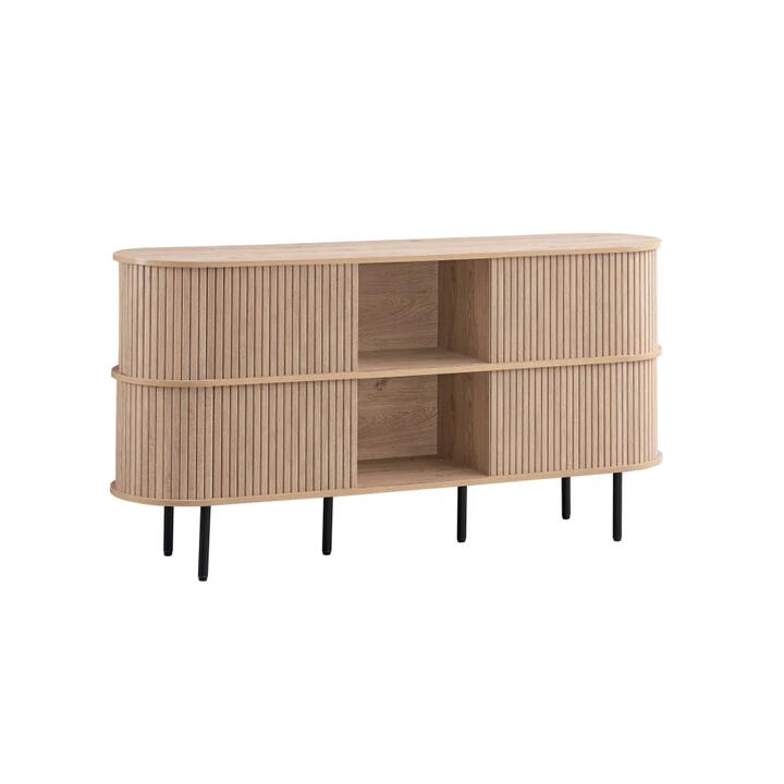 Design Square Jain Wooden Buffet Unit Sideboard Storage cabinet 4-Doors Oak