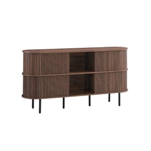 Design Square Jain Wooden Buffet Unit Sideboard Storage cabinet 4-Doors Walnut