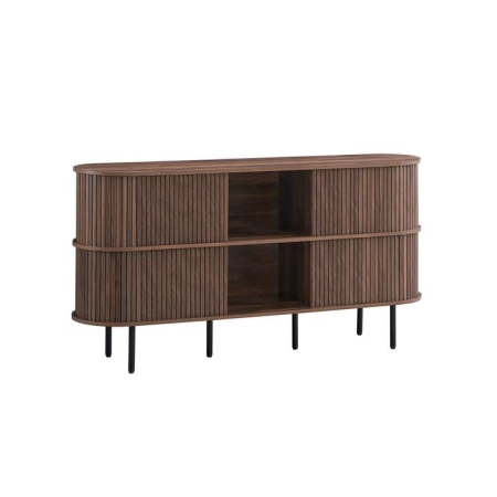 Design Square Jain Wooden Buffet Unit Sideboard Storage cabinet 4-Doors Walnut