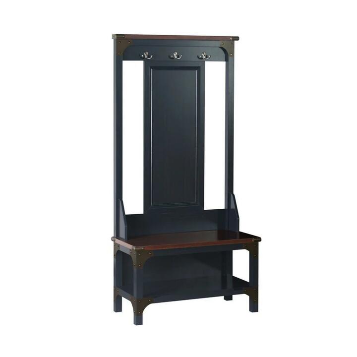 Maestro Furniture Innes Wooden Hall Tree Coat Shoe Rack Antique Black