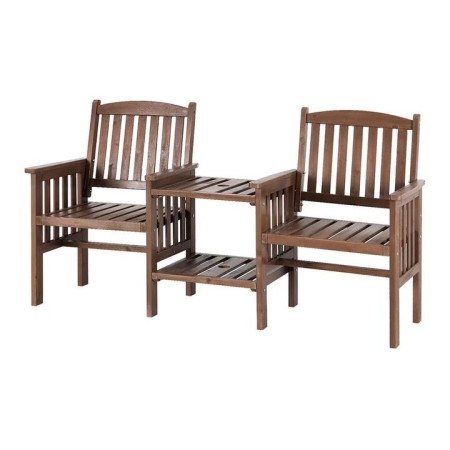 Garden Bench Chair Table Loveseat Wooden Outdoor Furniture Patio Park Brown