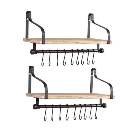 Floating Shelf Brackets Wall Shelves Mount Display Rack Storage Hook 2pcs