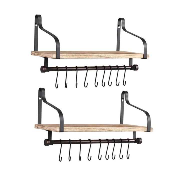 Floating Shelf Brackets Wall Shelves Mount Display Rack Storage Hook 2pcs