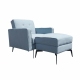 Design Square Fabric Accent Lounge Relaxing Chair W/ Ottoman - Light Blue