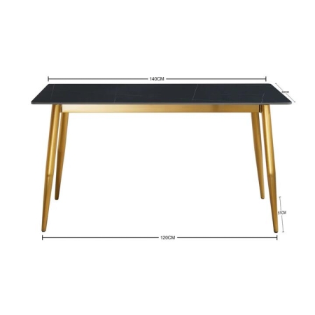 Our Home Eniko Rectangular Sintered Stone Dining Table 130cm - Black & Gold