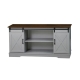 Maestro Furniture Fethi Barn Door Farmhosue TV Stand Entertainment Unit Storage Cabinet - Grey & Rosewood