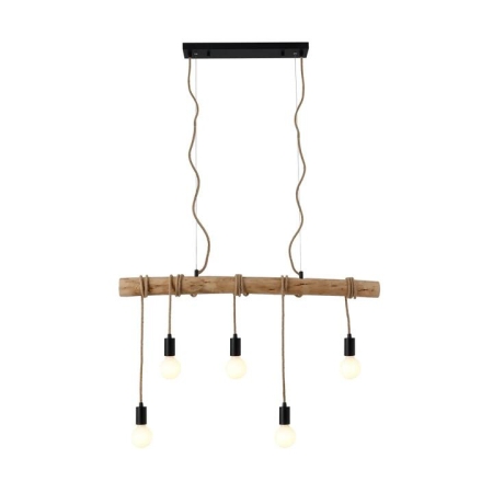Evonne Timber Wood Pendant Lamp Light Black/Natural