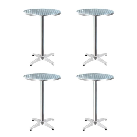 Gardeon 4pcs Outdoor Bar Table Furniture Adjustable Aluminium Cafe Table Round