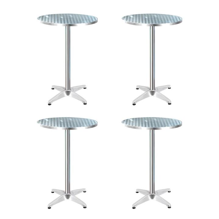 Gardeon 4pcs Outdoor Bar Table Furniture Adjustable Aluminium Cafe Table Round