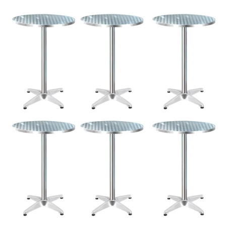 Gardeon 6pcs Outdoor Bar Table Furniture Adjustable Aluminium Cafe Table Round