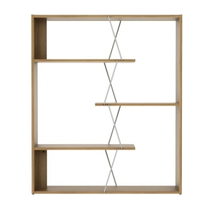 Design Square Eloise Modern Scandinavian 4-Tier Bookcase Display Shelf - Oak