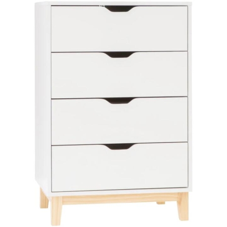 Freja Modern Scandinavian Chest Of 4-Drawers Tallboy Storage Cabinet - White/Natural