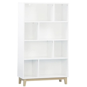 Freja Modern Scandinavian 4-Tier Bookcase Display Shelf Cabinet - White/Natural