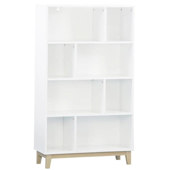 Freja Modern Scandinavian 4-Tier Bookcase Display Shelf Cabinet - White/Natural