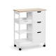 Design Square Fiona Kitchen Trolley Storage Cabinet 3-Drawers 2-Shelves & Tray - White/Oak