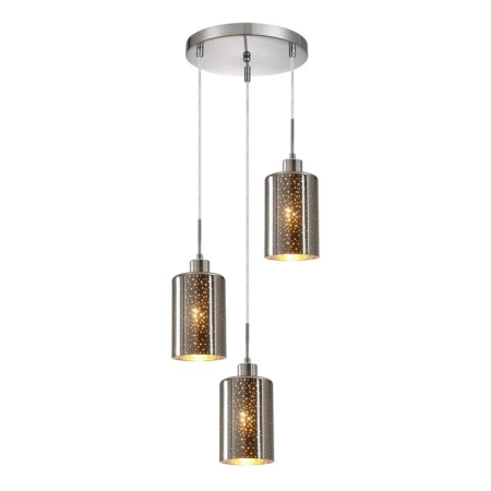 ESPEJO Pendant Lamp Light Interior ES x 3 72W Chrome Glass with Dotted Effect Round Base