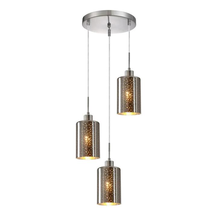 ESPEJO Pendant Lamp Light Interior ES x 3 72W Chrome Glass with Dotted Effect Round Base