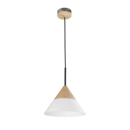 FINN Pendant Lamp Light Interior ES Opal Glass Small Cone with Wood Highlight OD265mm