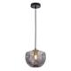 FOSSETTE Pendant Lamp Light Interior ES Smoke Glass Oval with Antique Brass Highlight OD180mm