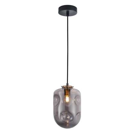 FOSSETTE Pendant Lamp Light Interior ES Smoke Glass Oblong Antique Brass Highlight OD175mm