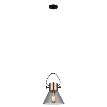 FUMOSO Pendant Lamp Light Interior ES Smoke Glass Cone with Copper Highlight OD180mm