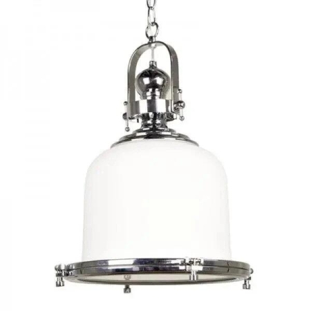 Gandara Classic Pendant Light Lamp industrial Bell Shape Chain Cord- White Glass Chrome