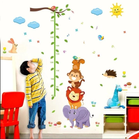 Forest Friends Tree Branch Measurement Wall Sticker Decoration