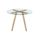 Gina Round Glass Kitchen Dining Table 106cm Wooden Legs - Natural - Natural