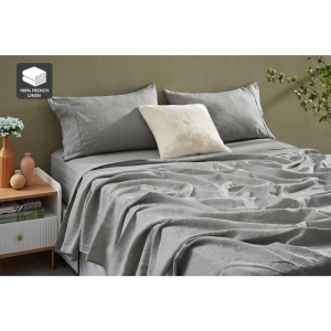Gabriel French Linen Chambray Bed Sheet Set - Grey