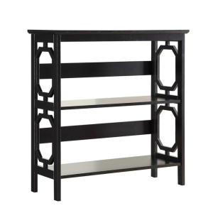 Maestro Furniture Elka 3-Tier Wooden Low Display Shelf Unit Bookcase Black