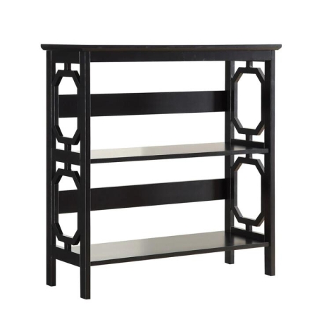 Maestro Furniture Elka 3-Tier Wooden Low Display Shelf Unit Bookcase Black