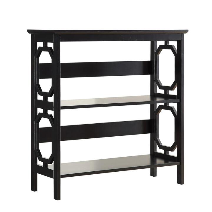 Maestro Furniture Elka 3-Tier Wooden Low Display Shelf Unit Bookcase Black