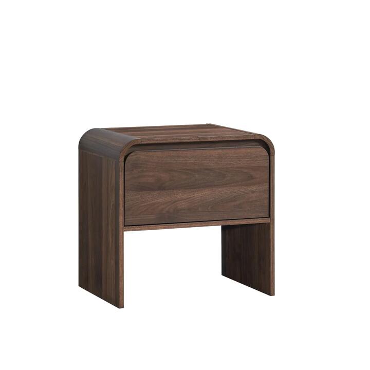 Design Square Ernest Wooden Bedside Nightstand Side Table W/ 1-Drawer Walnut
