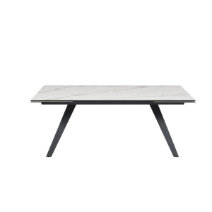 Raimon Furniture Fabio Ceramic Extension Rectangular Kitchen Dining Table 200-300cm Metal Frame Classic White