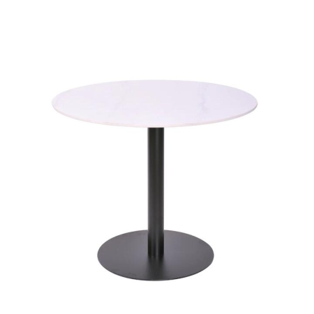 Raimon Furniture Ettore Ceramic Round Modern Kitchen Dining Table 90cm Metal Frame White Sevella